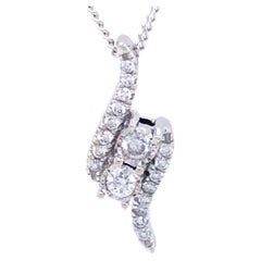 Vintage Ever Us Two-Stone Diamond Pendant in 14k White Gold