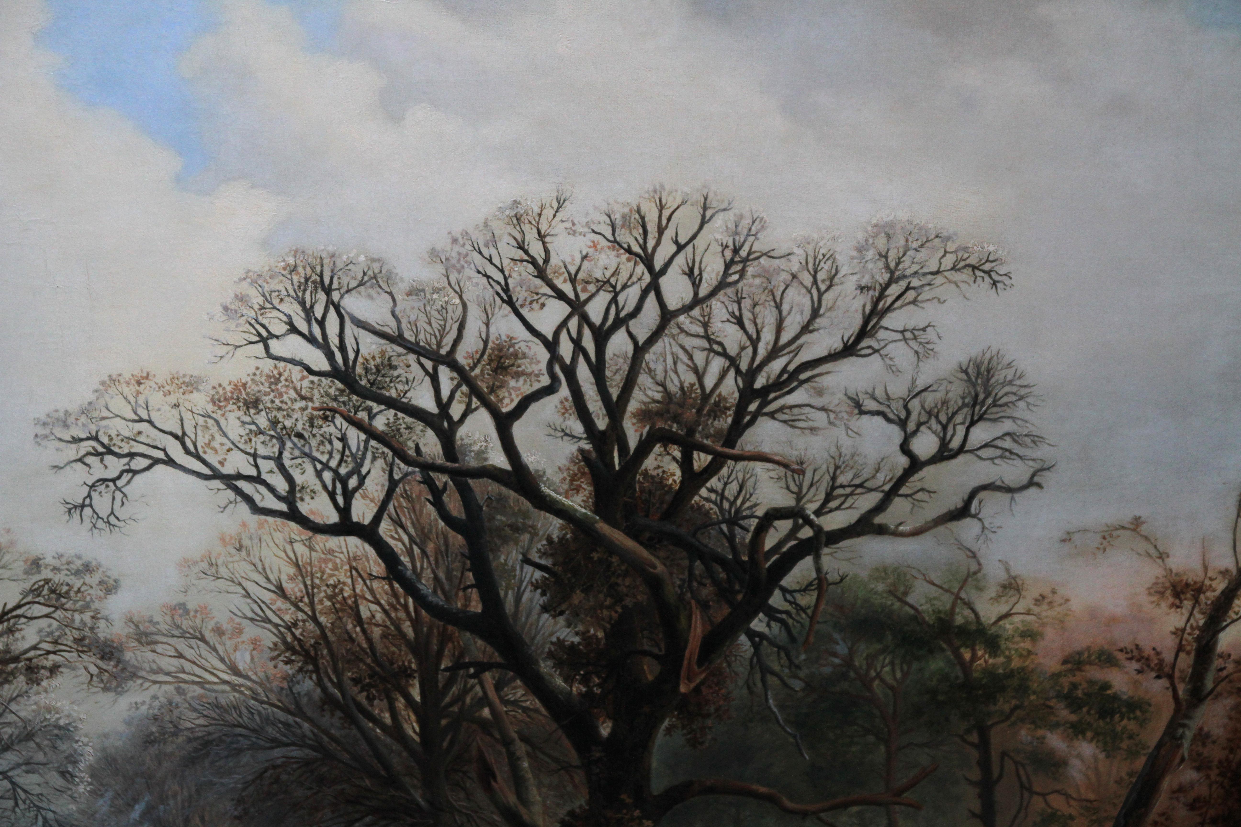 Dutch Winter Landscape -  Dutch Golden Age art Romantic landscape oil painting  - Victorian Painting by Everardus Mirani