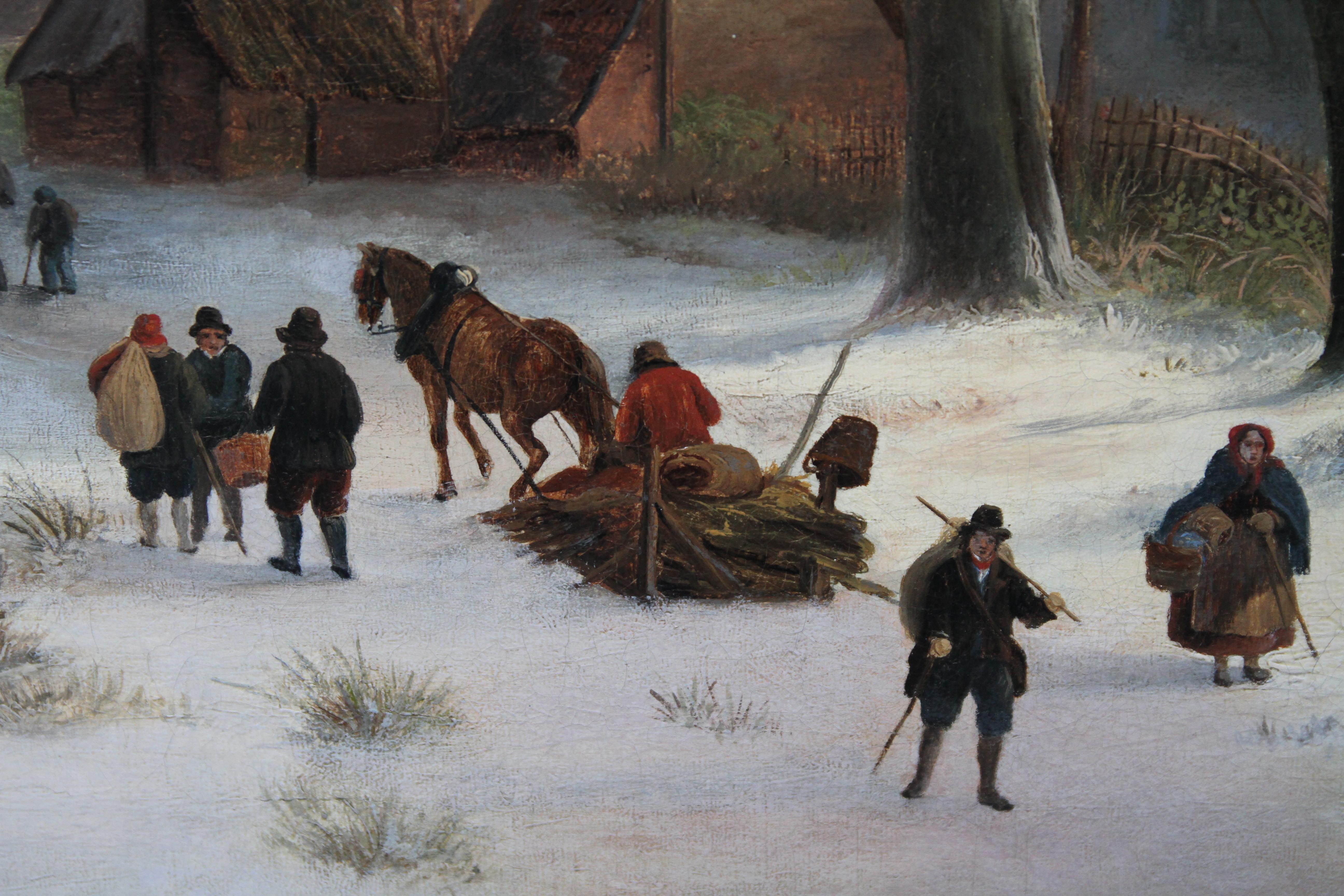 Dutch Winter Landscape -  Dutch Golden Age art Romantic landscape oil painting  For Sale 2