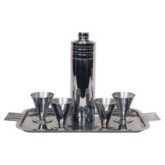Evercraft Machine Age Art Deco Chrome Cocktail Shaker Set