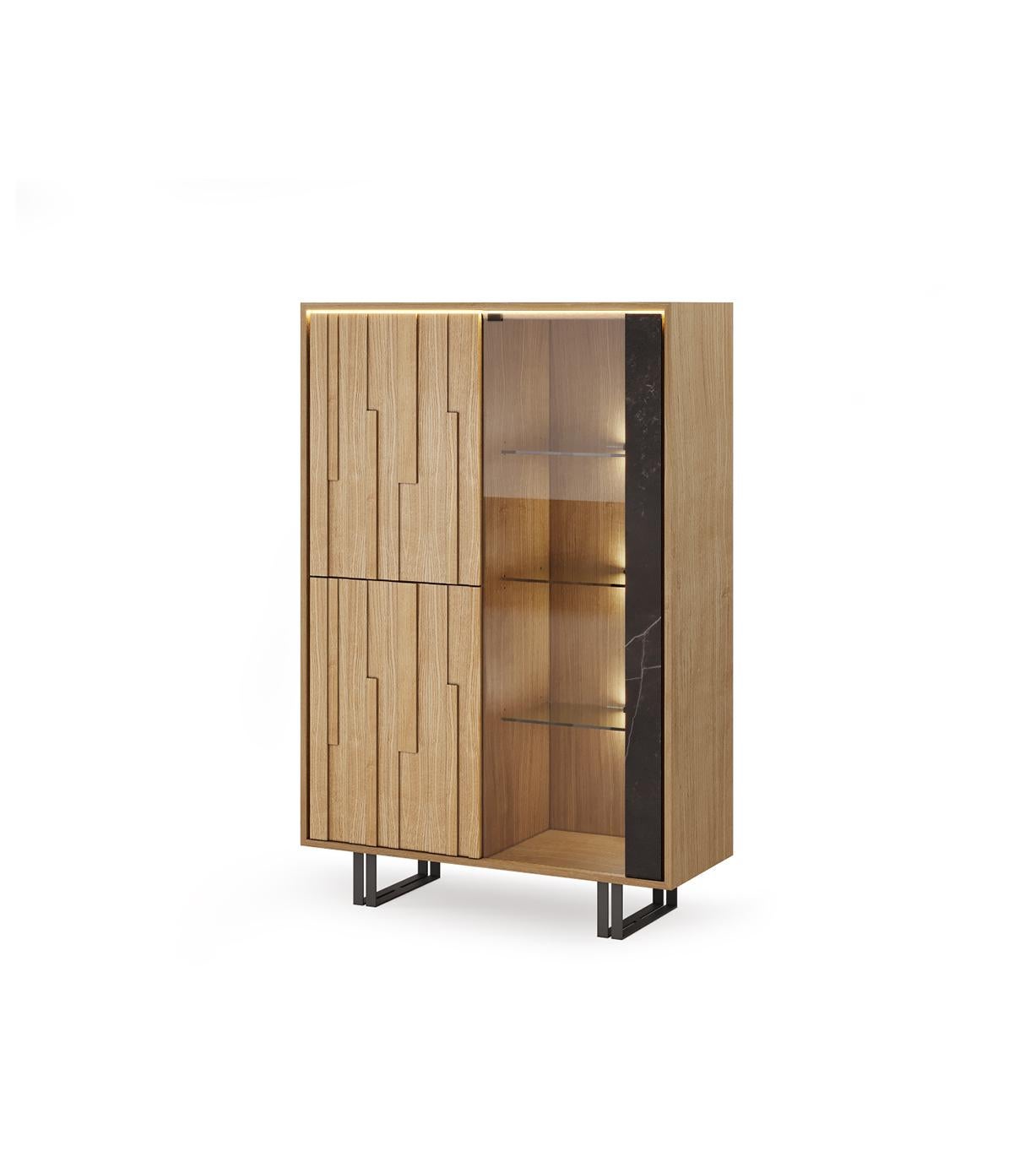 This modern storage design works effortlessly in any setting, crafted for durability, functionality and beauty, the Everest Display Cabinet offers contemporary options for displaying your décor items.