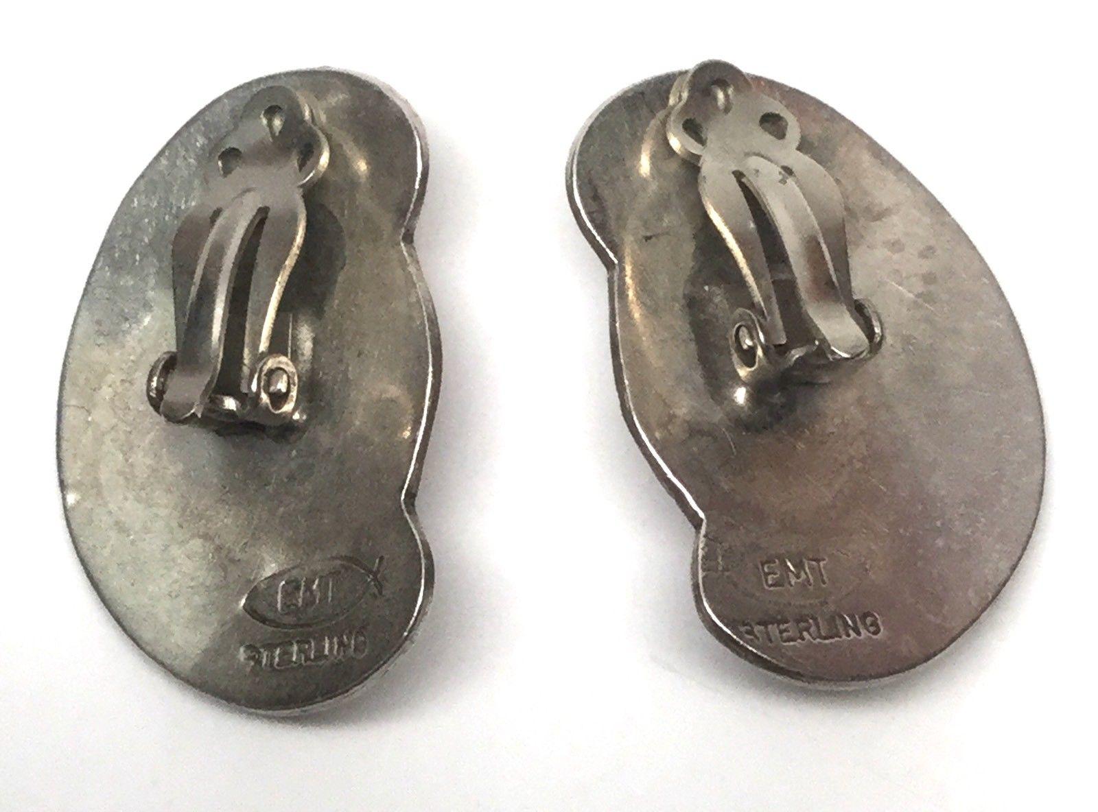 Everett and Mary Teller Navajo Sterling Silver Coral Clip Earrings 2