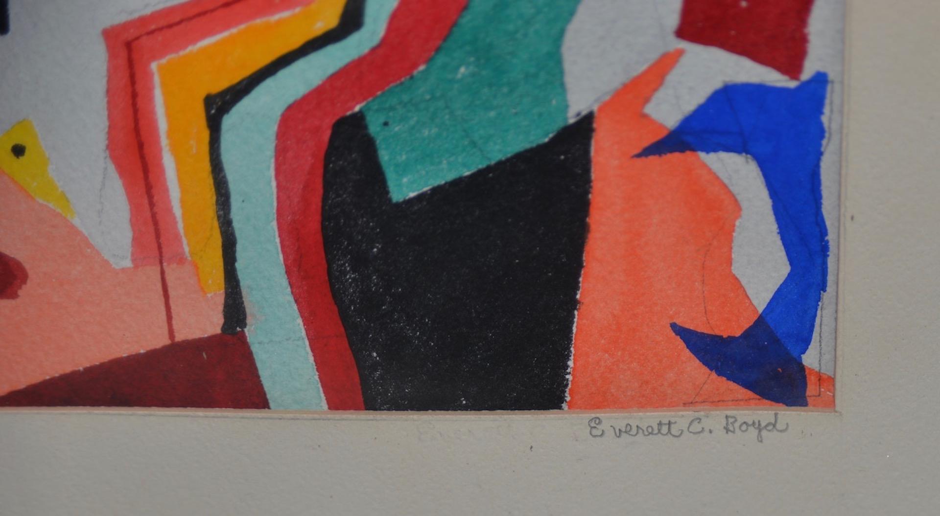 Originales abstraktes Aquarell „Mardi Gras“ von Everett Charles Boyd, Mitte des 20. Jahrhunderts im Angebot 1