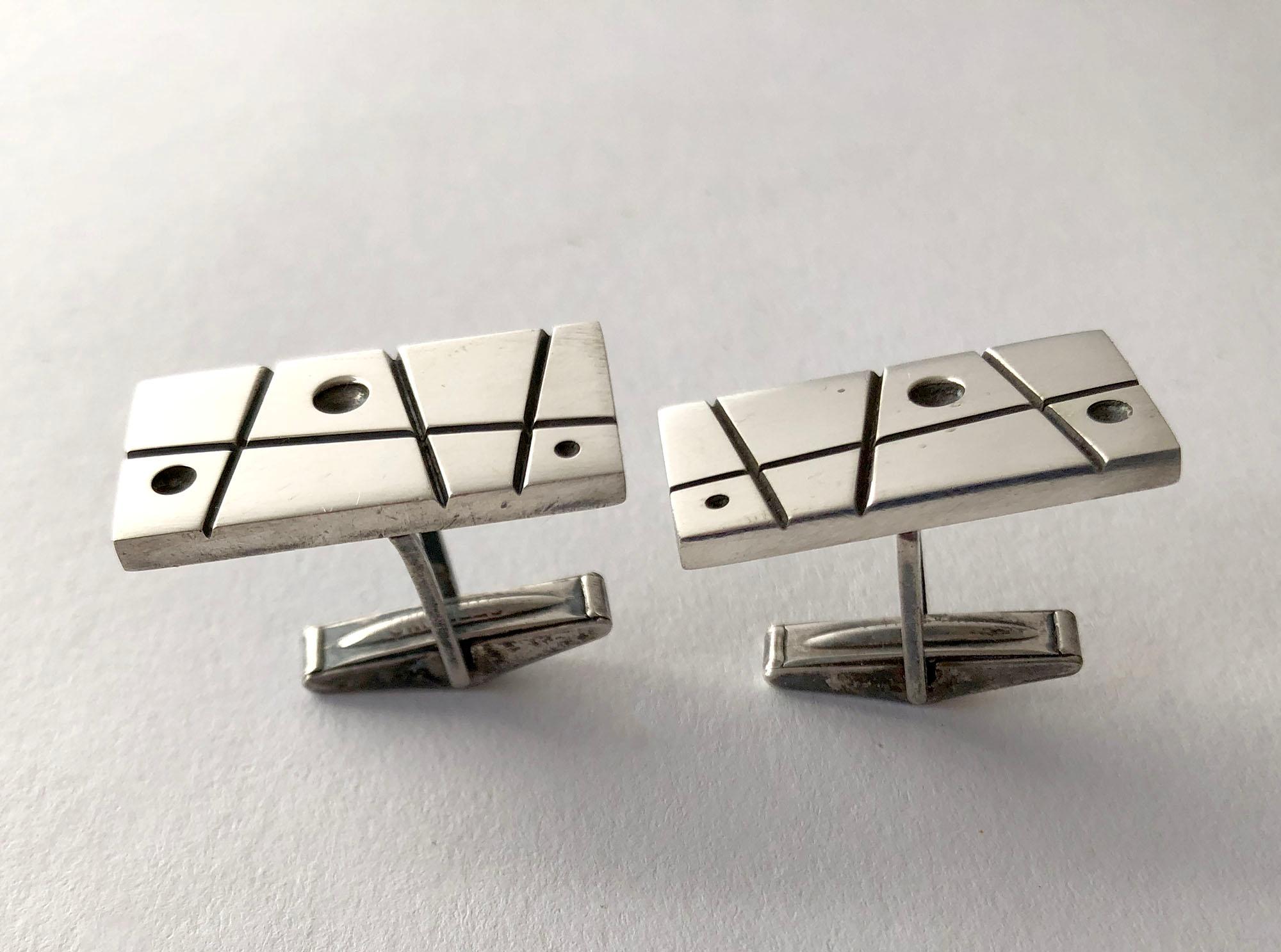 Everett MacDonald Sterling Silver American Modernist Cufflinks In Good Condition In Palm Springs, CA