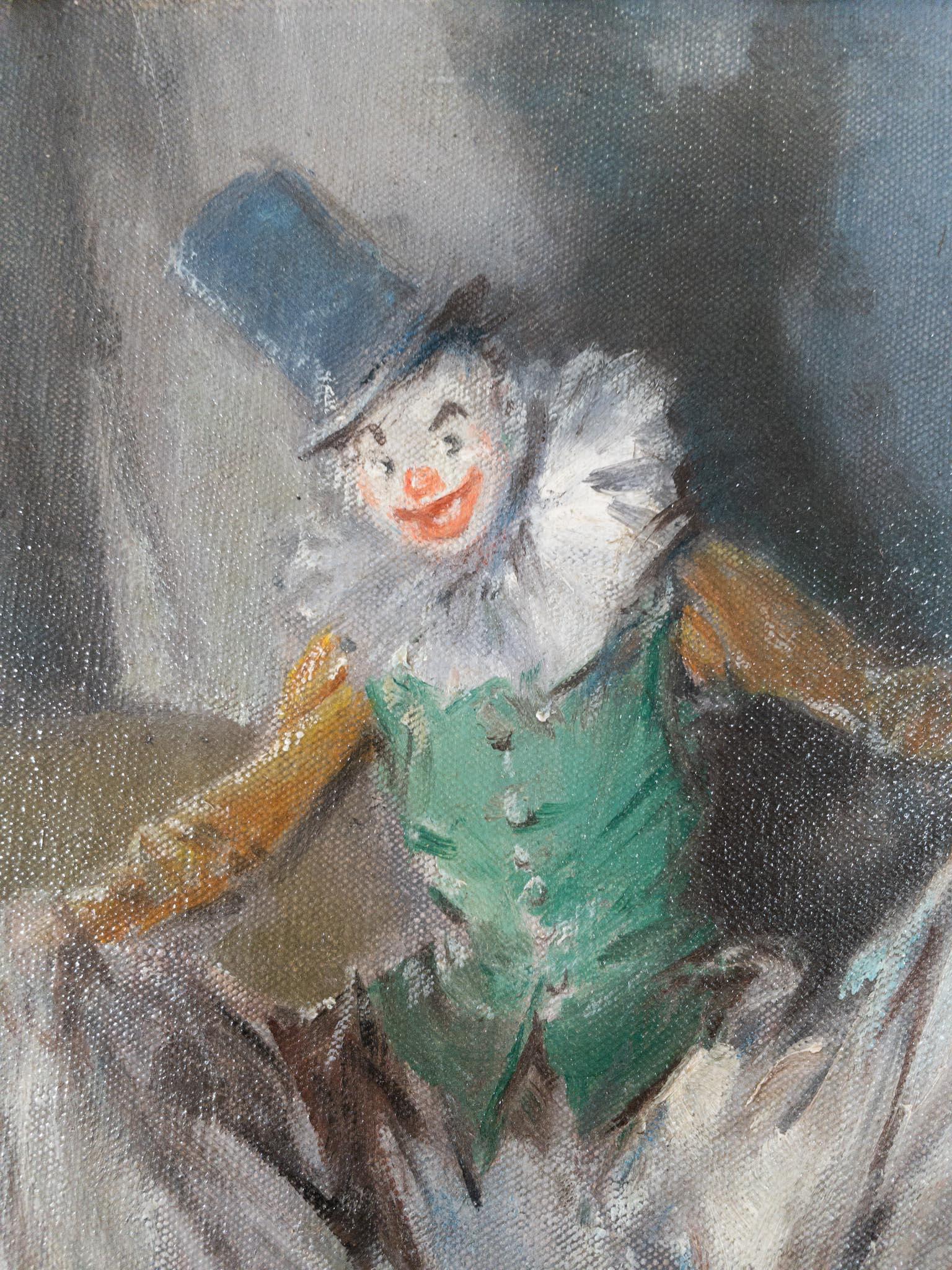 Clown con i pantaloni grandi - Figurative Painting Grigio di Everett Shinn