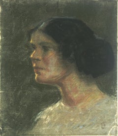 Aschenbecherporträt einer von Mondlicht beleuchteten Frau aus dem frühen 20. Jahrhundert