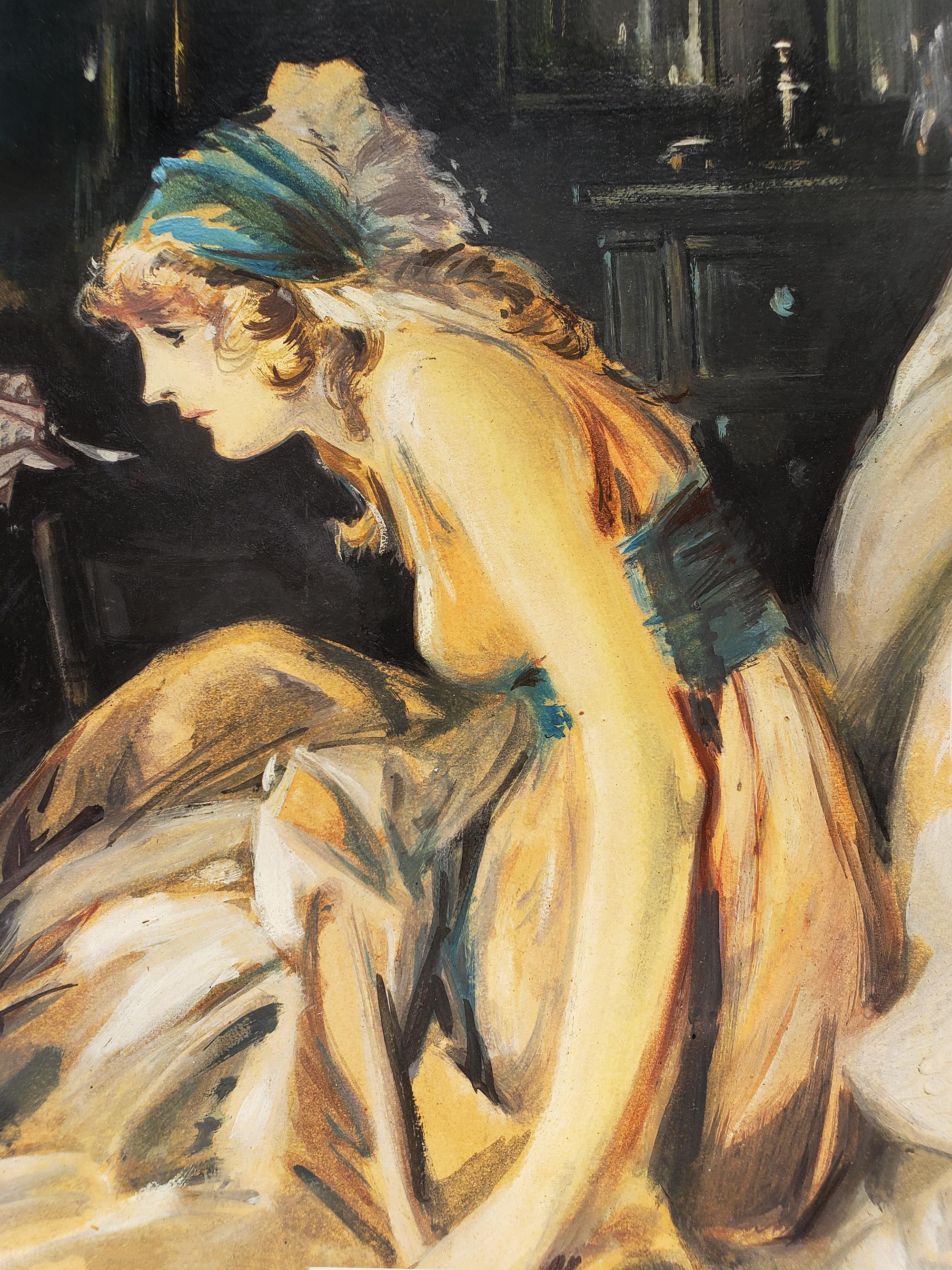 Hearts Unreasoning, von Sarah Bernhardt Die erste von sechs Römischen Romanzen der französischen S (Amerikanischer Impressionismus), Painting, von Everett Shinn