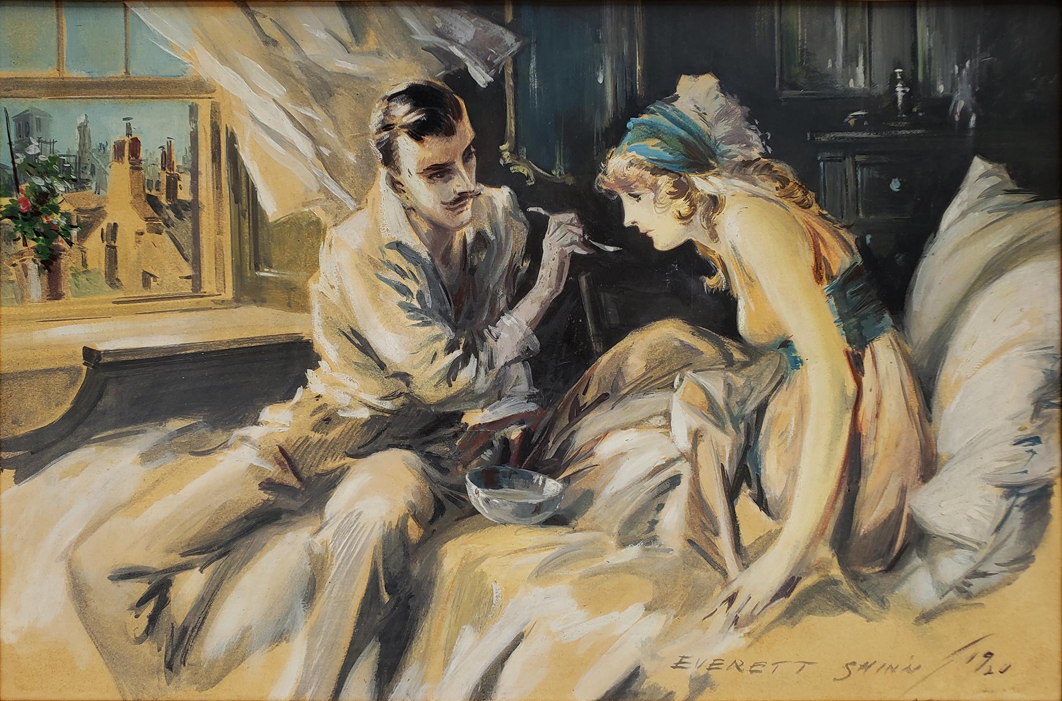 Everett Shinn Portrait Painting – Hearts Unreasoning, von Sarah Bernhardt Die erste von sechs Römischen Romanzen der französischen S
