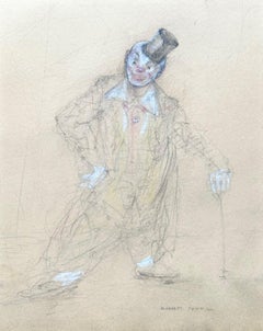 Ritratto di clown al circo (Ashcan School Artist)