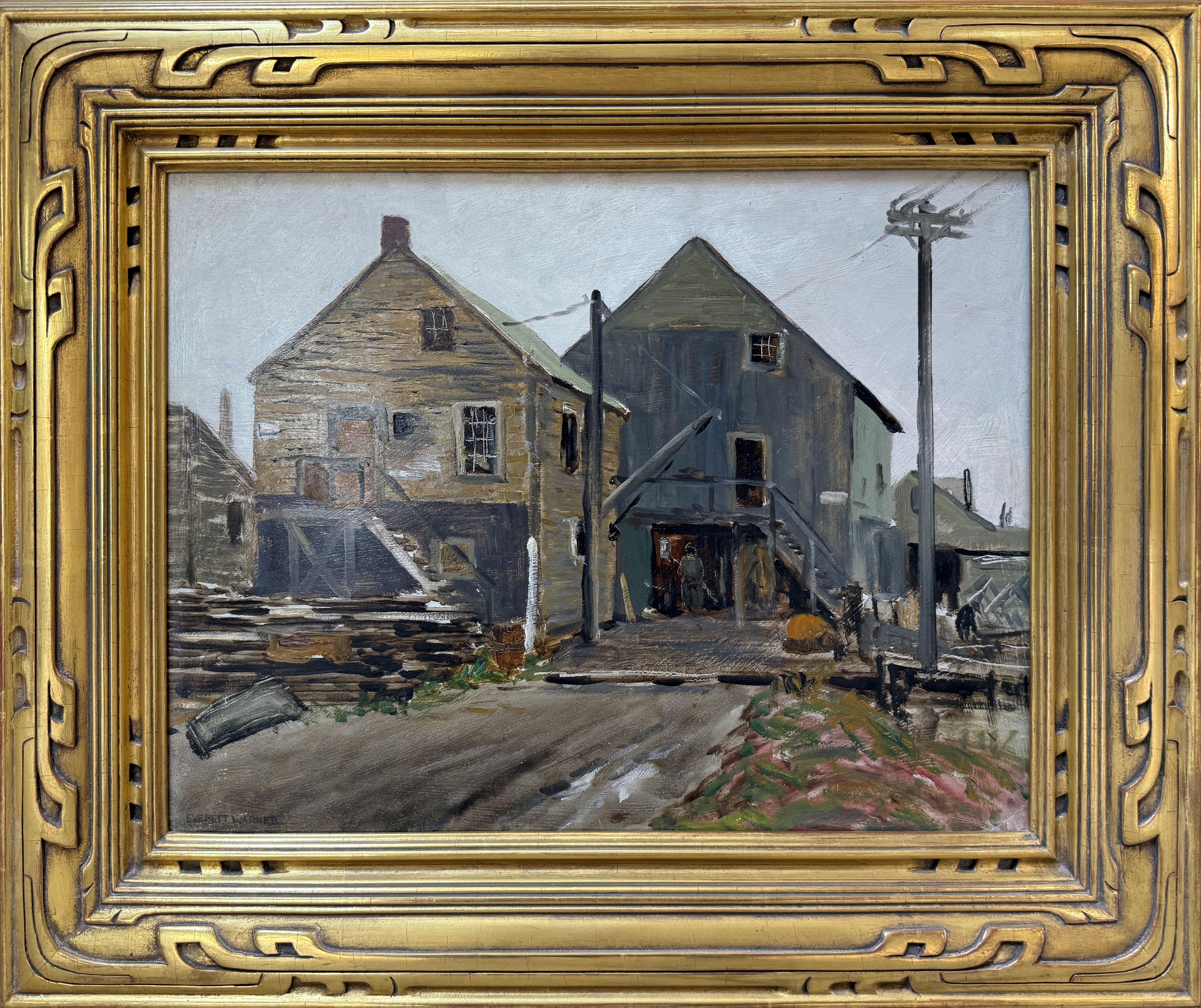 „On the Wharf“ Everett Warner, Marinestadtszene, amerikanischer Impressionismus im Angebot 1