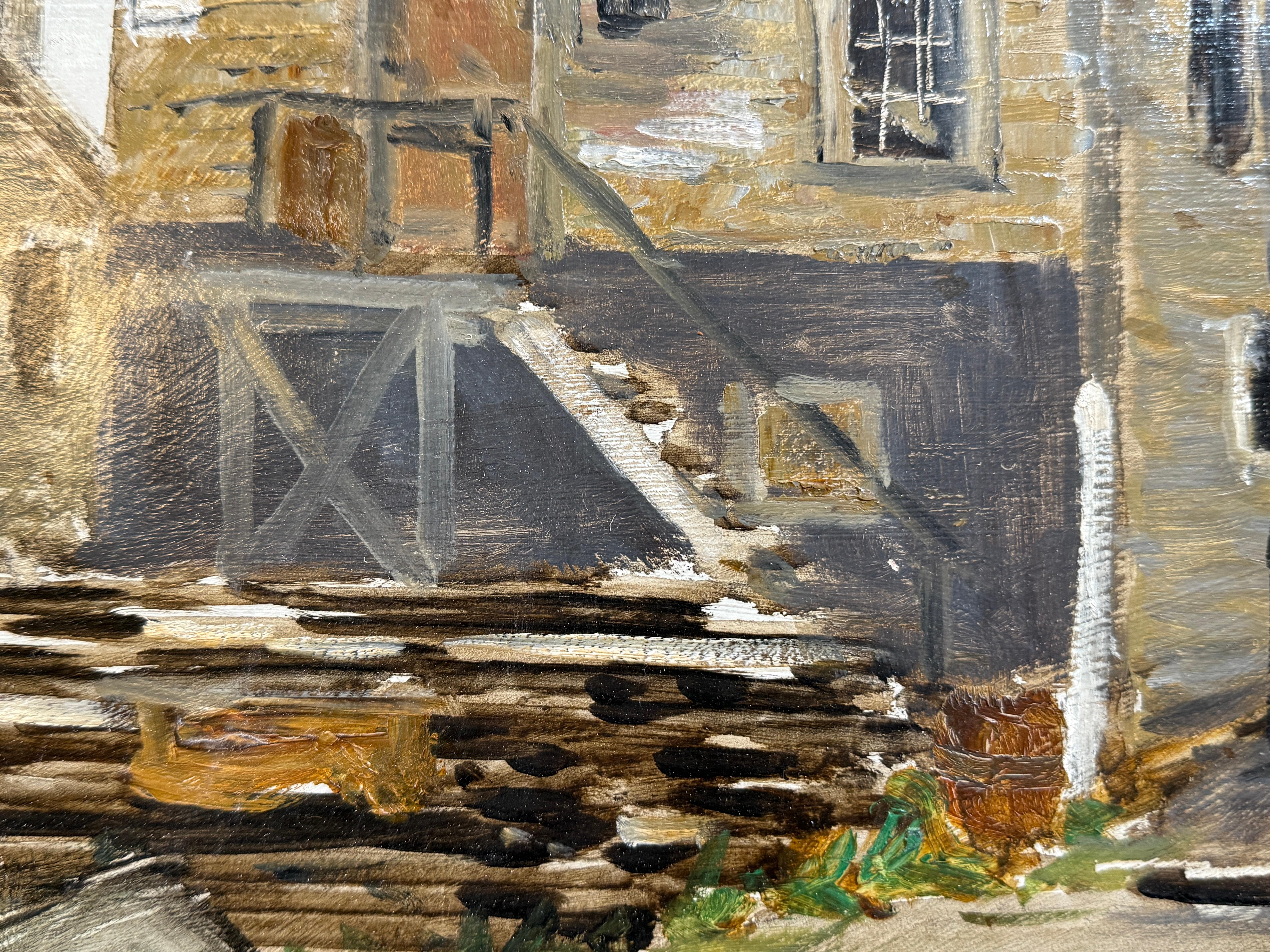 „On the Wharf“ Everett Warner, Marinestadtszene, amerikanischer Impressionismus im Angebot 2