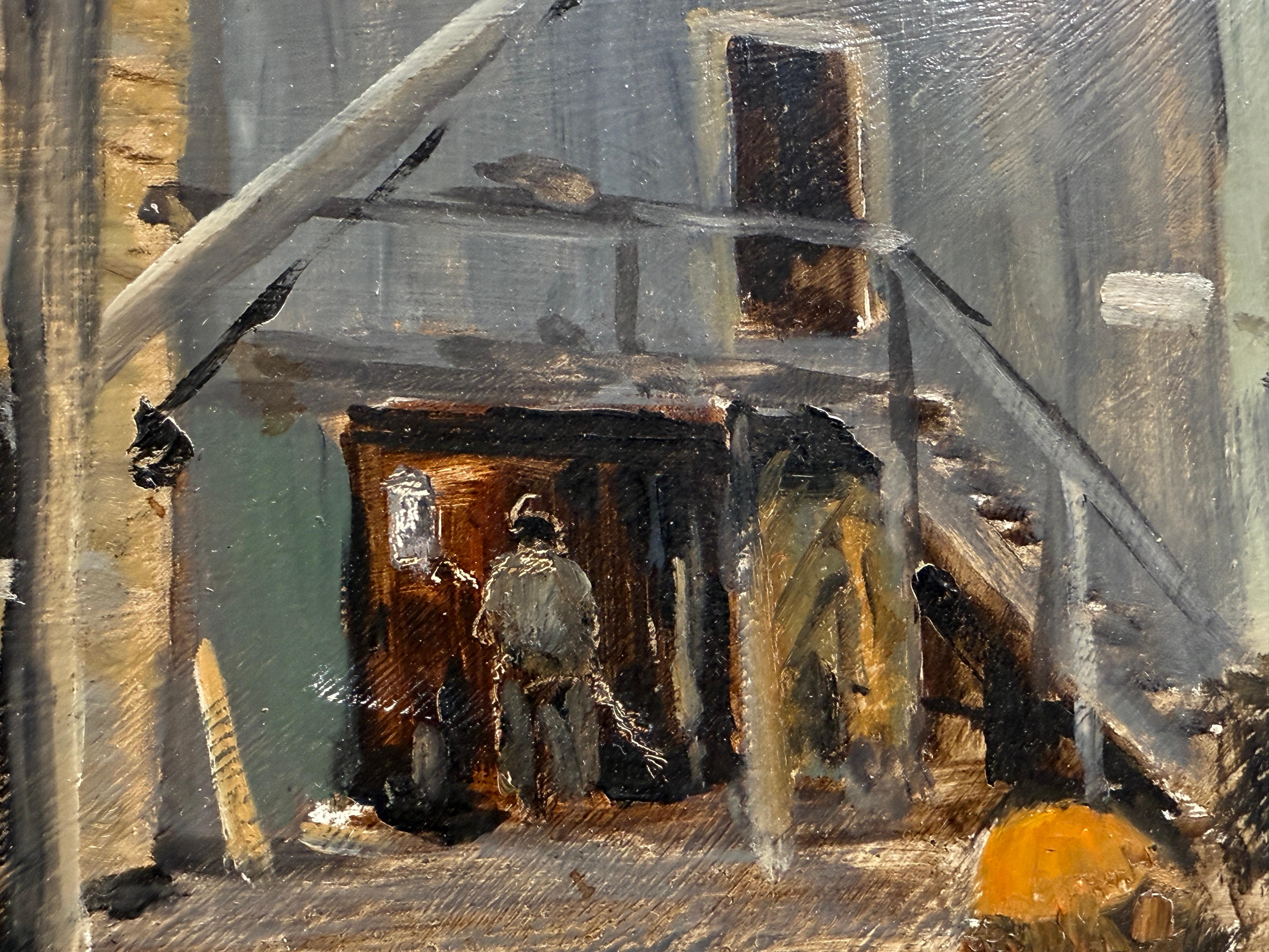 „On the Wharf“ Everett Warner, Marinestadtszene, amerikanischer Impressionismus im Angebot 3
