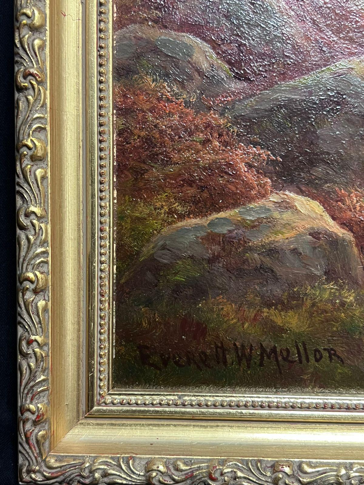 Antique Scottish Oil Autumn Highlands Tranquil Landscape with Sheep Oil Painting For Sale 3