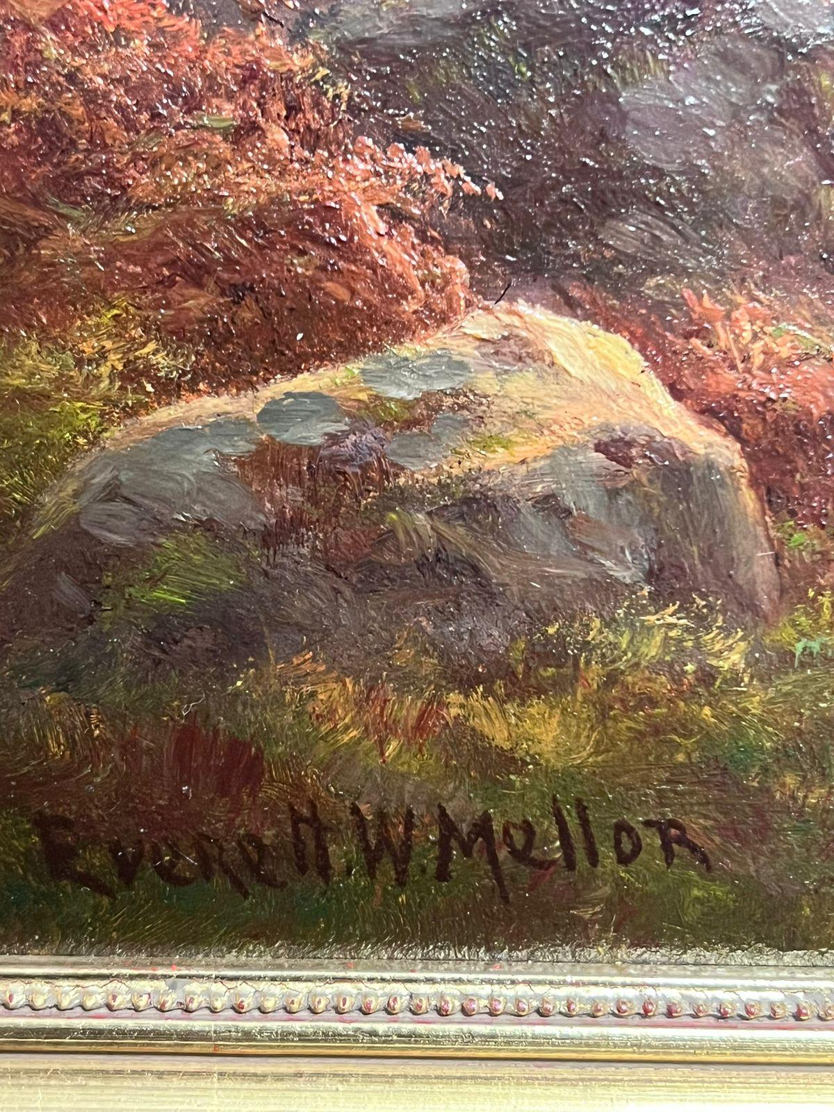 Antique Scottish Oil Autumn Highlands Tranquil Landscape with Sheep Oil Painting For Sale 4