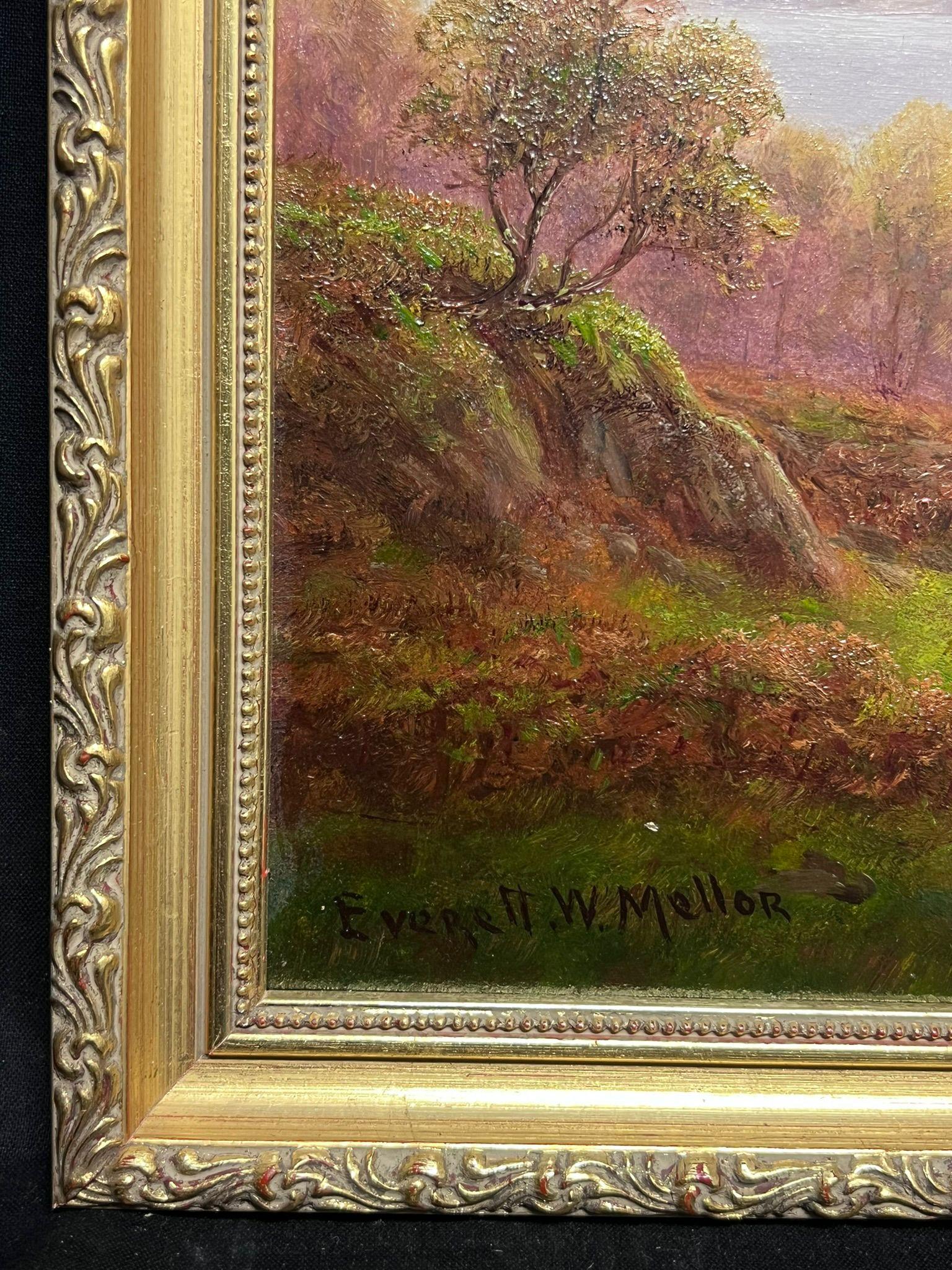 Paisaje tranquilo de las Highlands Ovejas pastando junto al lago Antique British Painting en venta 1
