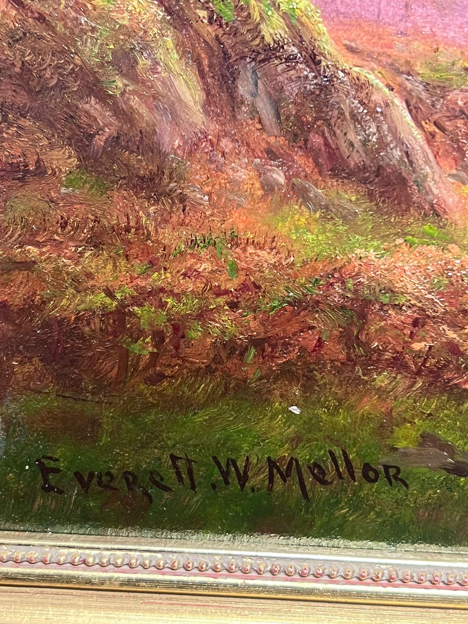 Paisaje tranquilo de las Highlands Ovejas pastando junto al lago Antique British Painting en venta 2