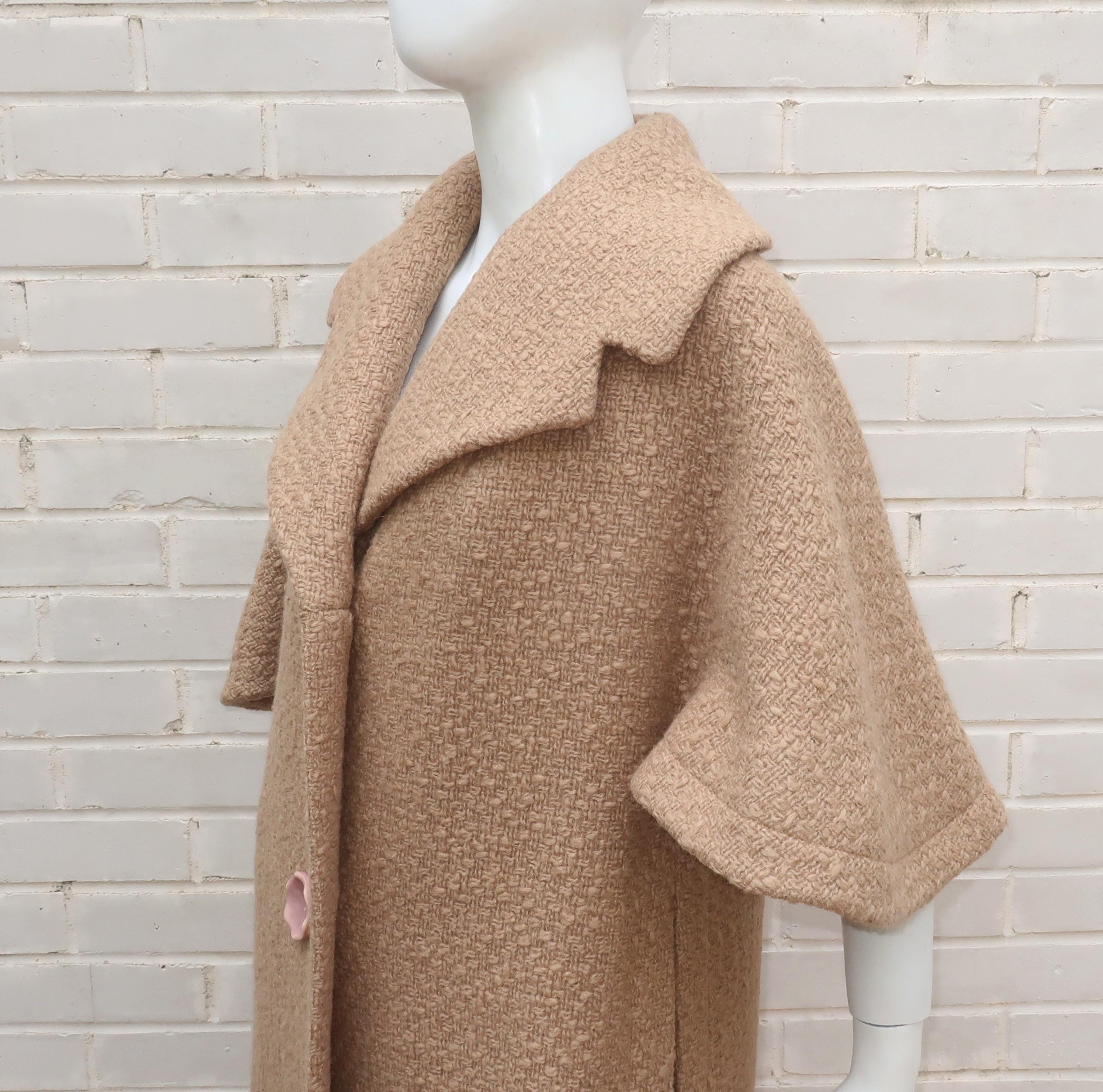 Everitt Buelow Wool Boucle Coat With Capelet Style Sleeves, 1950’s 6