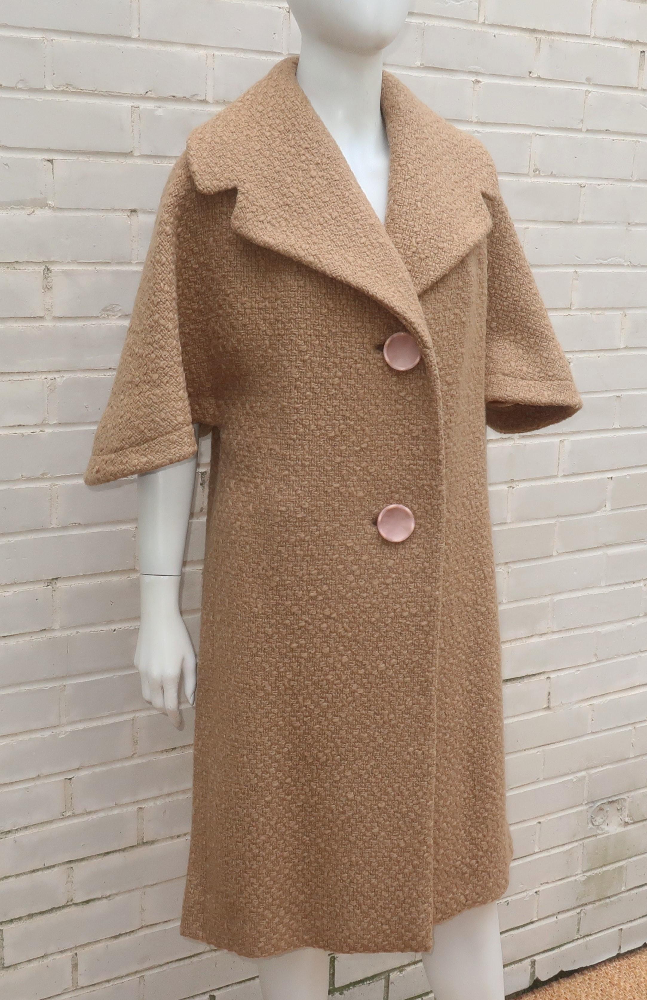 Women's Everitt Buelow Wool Boucle Coat With Capelet Style Sleeves, 1950’s