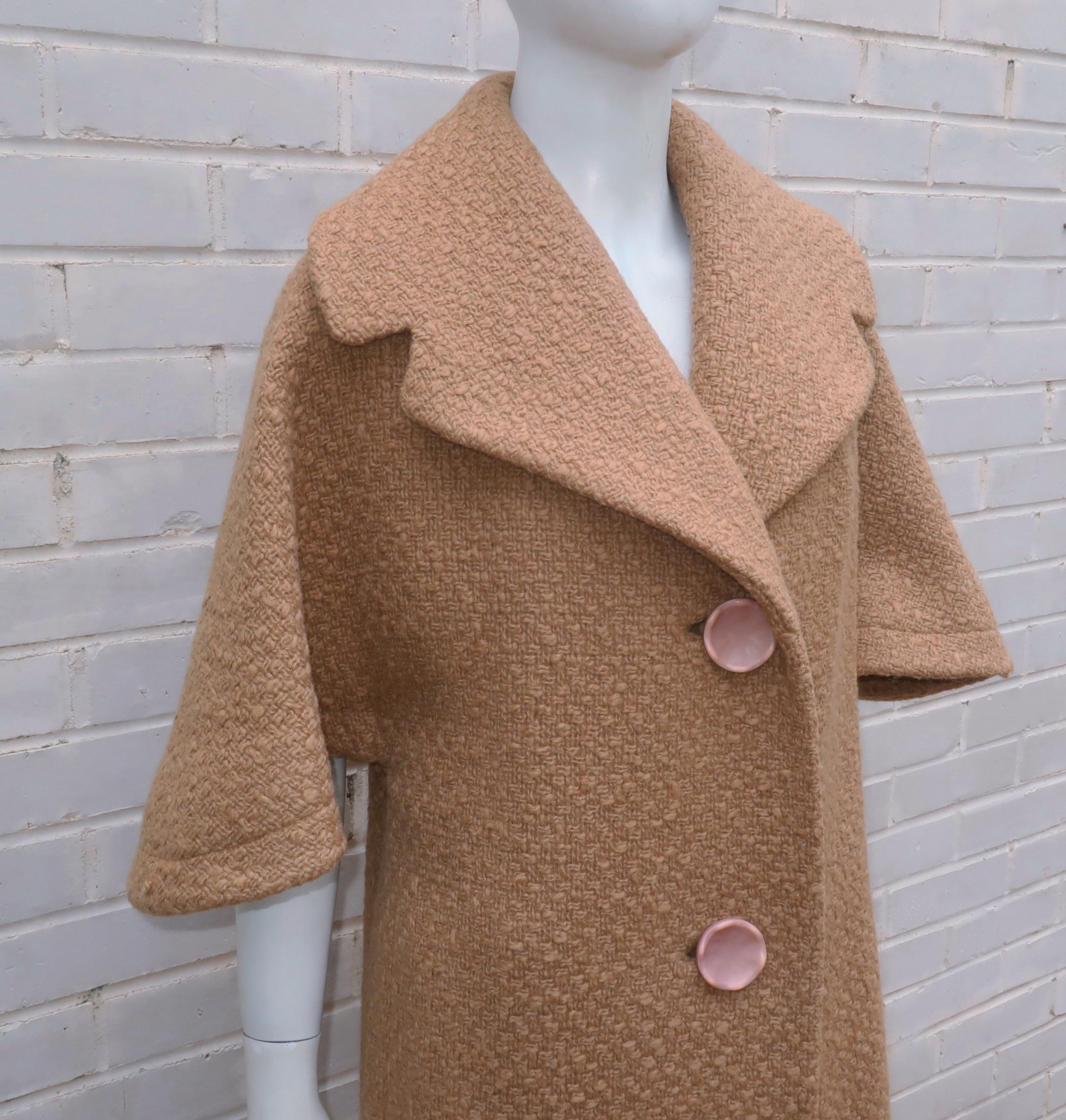 Everitt Buelow Wool Boucle Coat With Capelet Style Sleeves, 1950’s 1