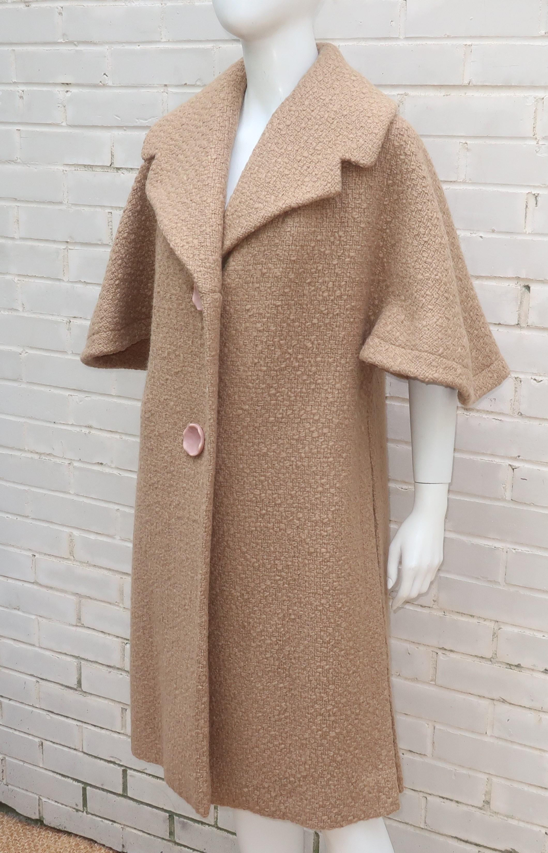 Everitt Buelow Wool Boucle Coat With Capelet Style Sleeves, 1950’s 2
