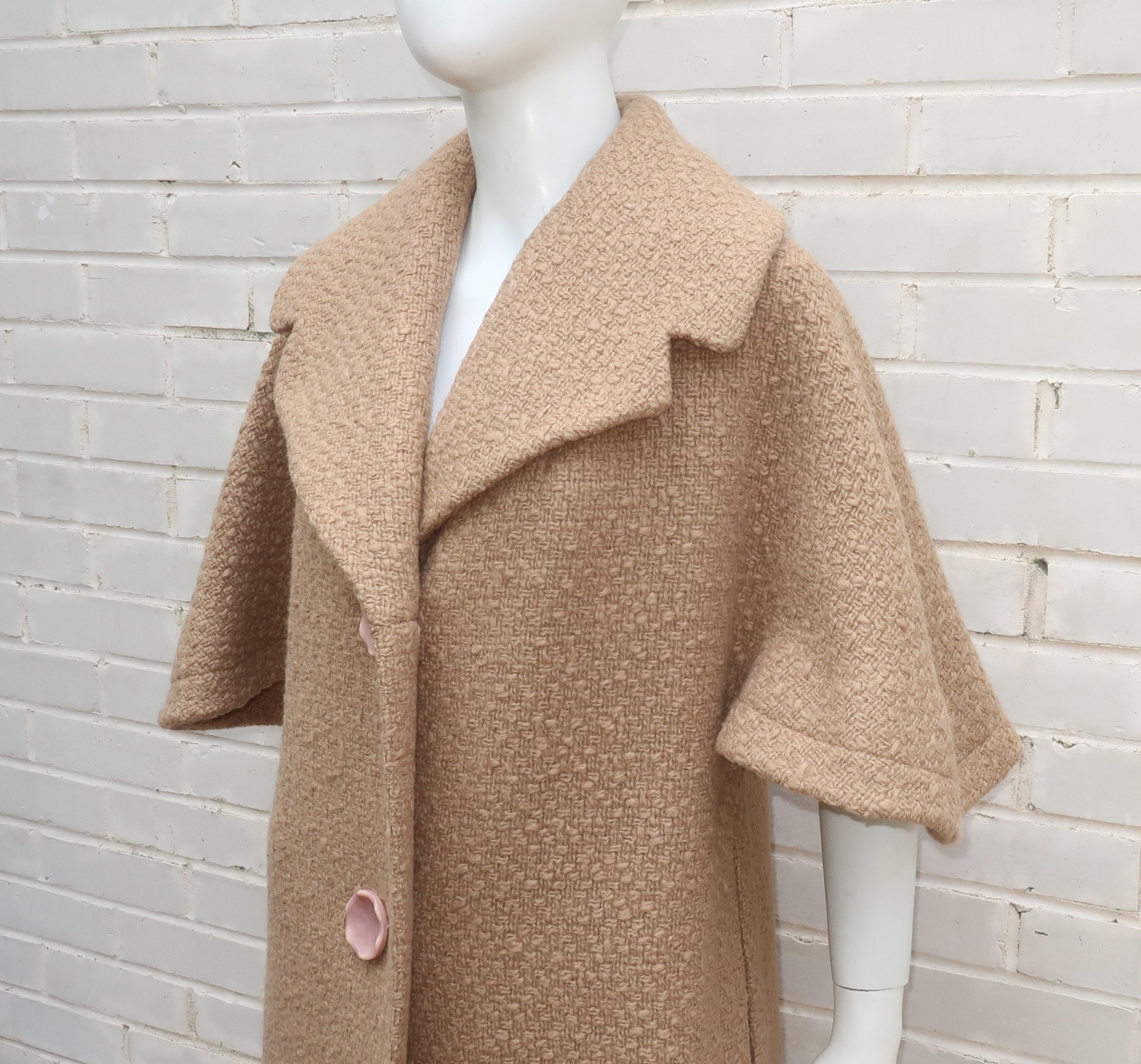 Everitt Buelow Wool Boucle Coat With Capelet Style Sleeves, 1950’s 3