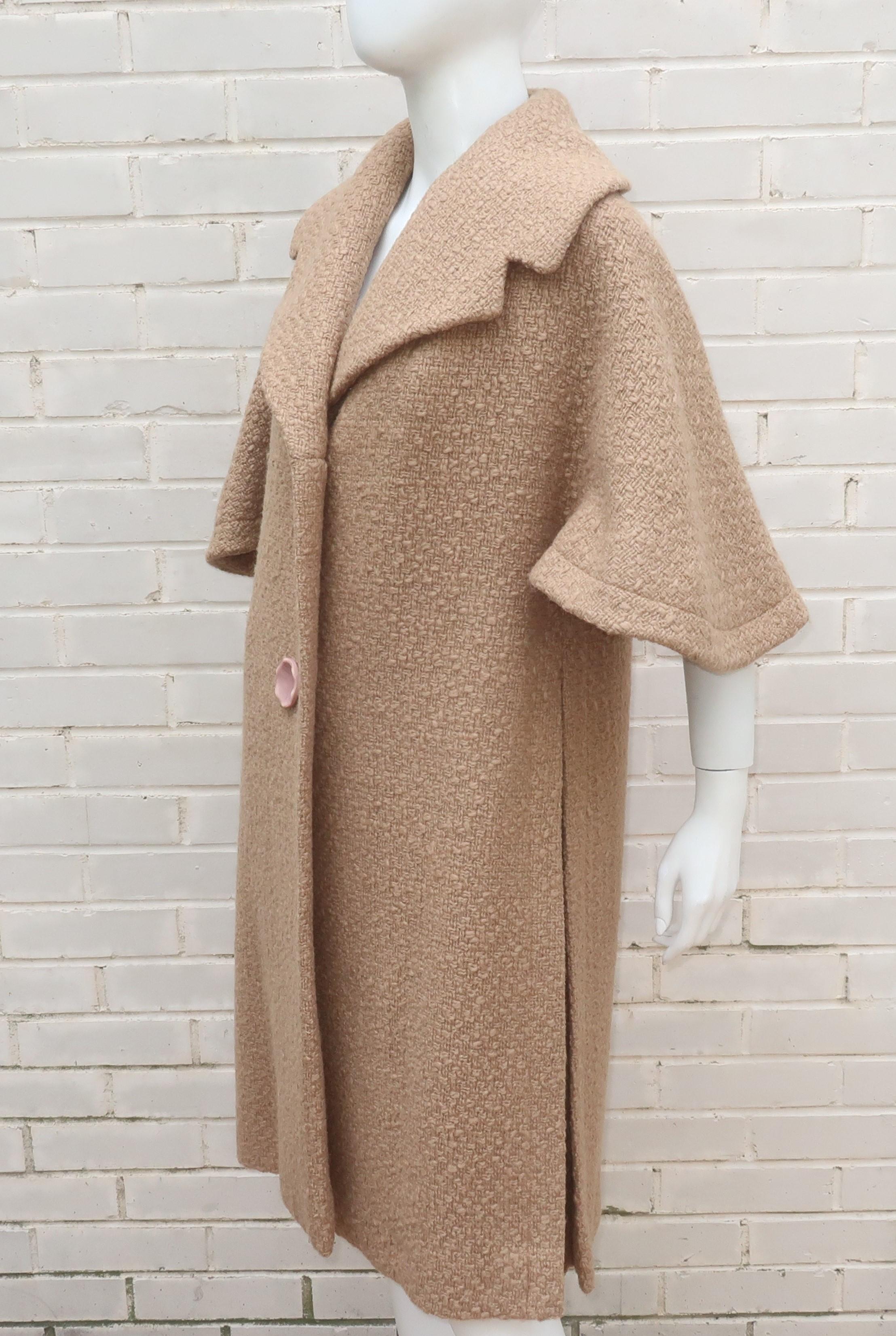 Everitt Buelow Wool Boucle Coat With Capelet Style Sleeves, 1950’s 4