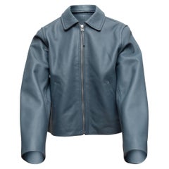 Everlane Storm Blue Leather Zip Jacket