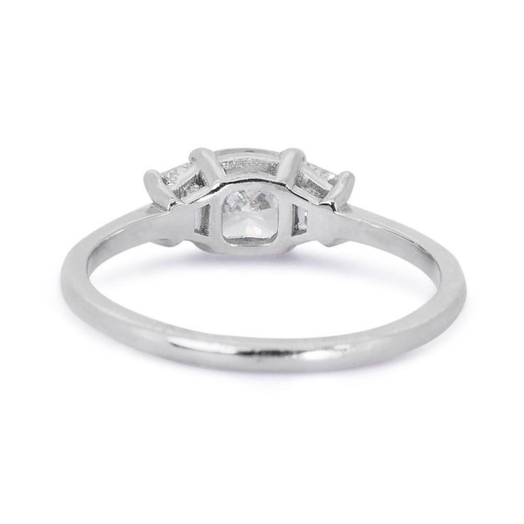 Women's Everlasting 18K White Gold 3 Stone Diamond Ring w/ 1.35ct - GIA Certified For Sale