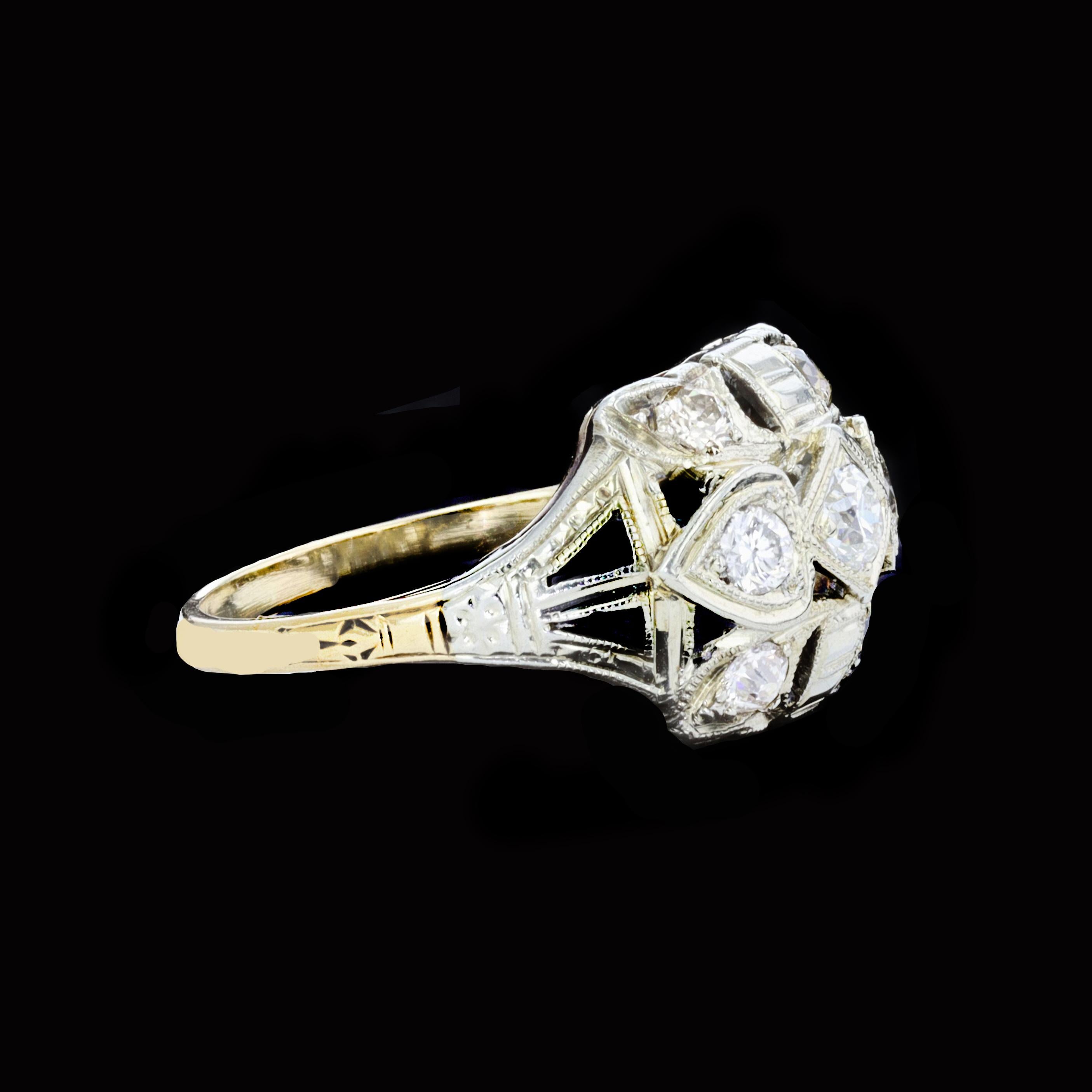Ewiger und ikonischer Diamantring im edwardianischen Stil (Alteuropäischer Brillantschliff) im Angebot