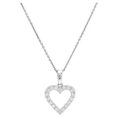 Natural Diamond 0.35 cts 18 Karat White Gold Heart Chain Pendant