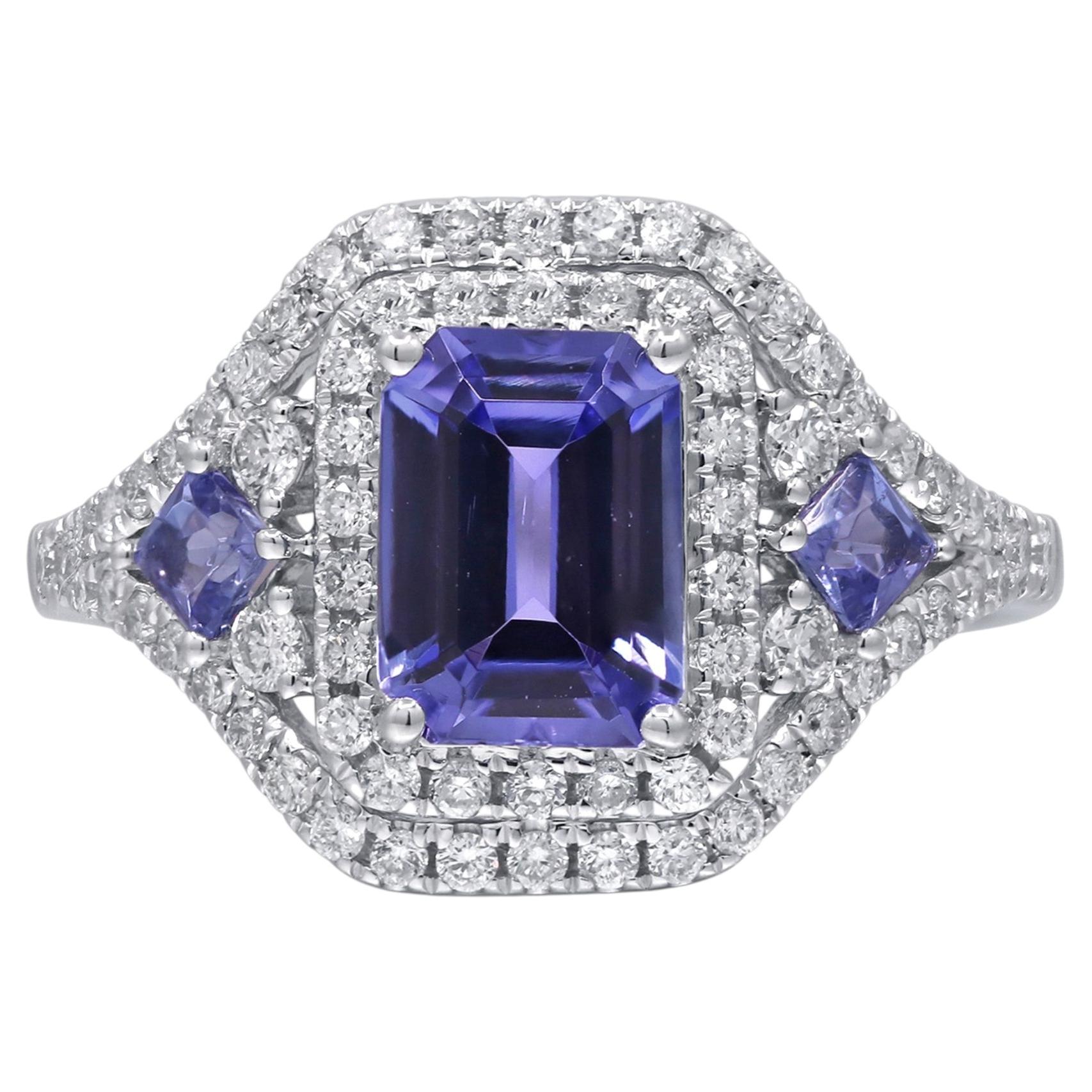 Everleigh 14K White Gold Emerald-Cut Tanzanite Ring