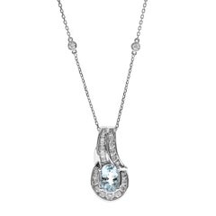 Everleigh 14K White Gold Oval-Cut Aquamarine Pendant