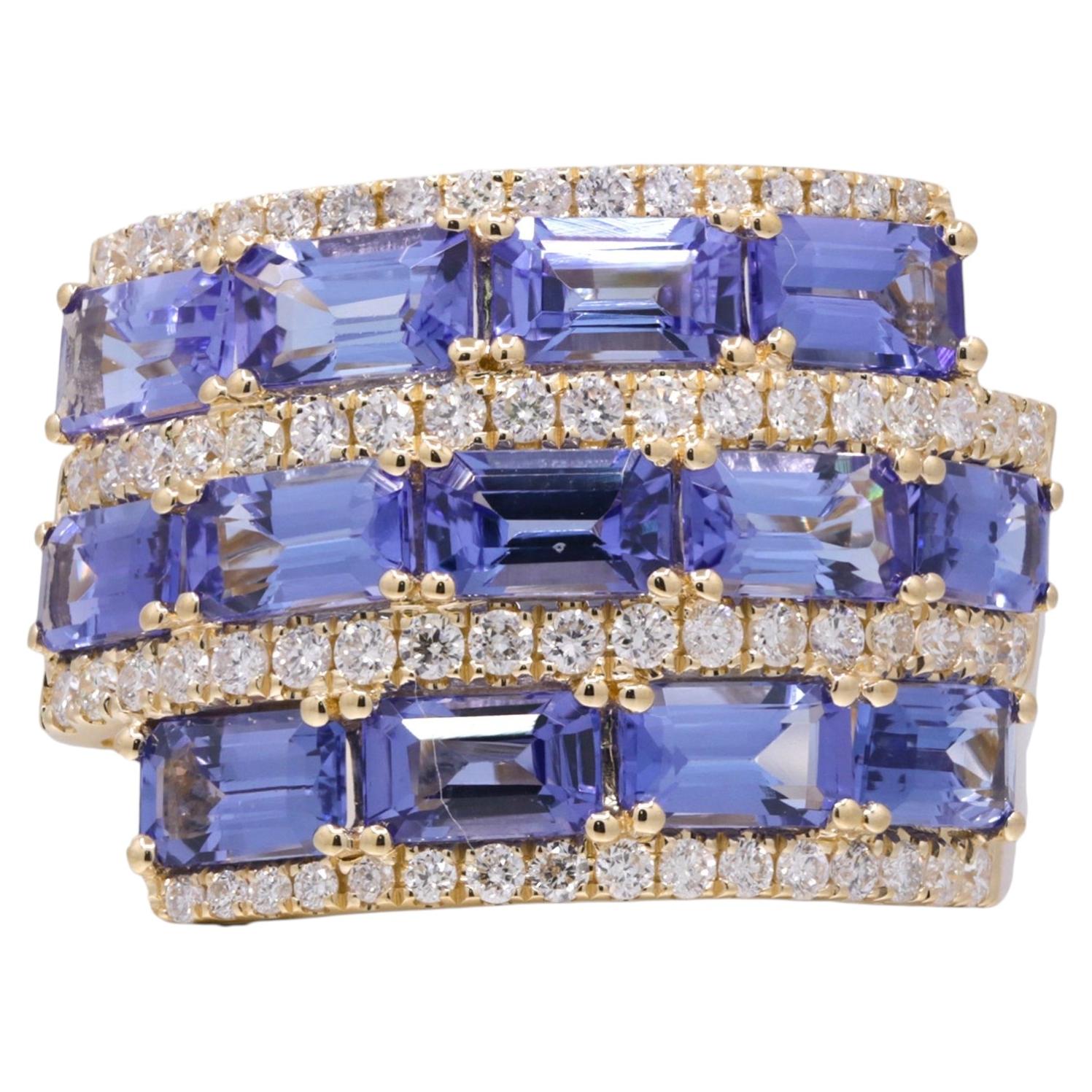 Everleigh 14K Yellow Gold Emerald-Cut Tanzanite Ring For Sale
