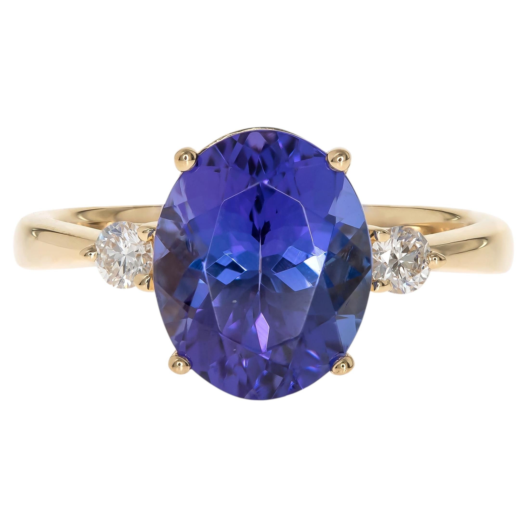 Everleigh 14K Yellow Gold Oval-Cut Tanzanite Ring For Sale