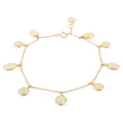 Everloving Opal Stackable Dangling Chain Bracelet in Solid 18k Yellow Gold