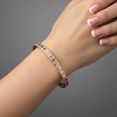 Evermore Cute 14K (or 18k upon request) Yellow Gold Diamond Bangle Bracelet