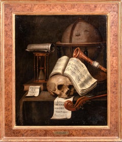 Vanitas Still Life with Skull, Hourglass, Globe and Music, 17th Century
