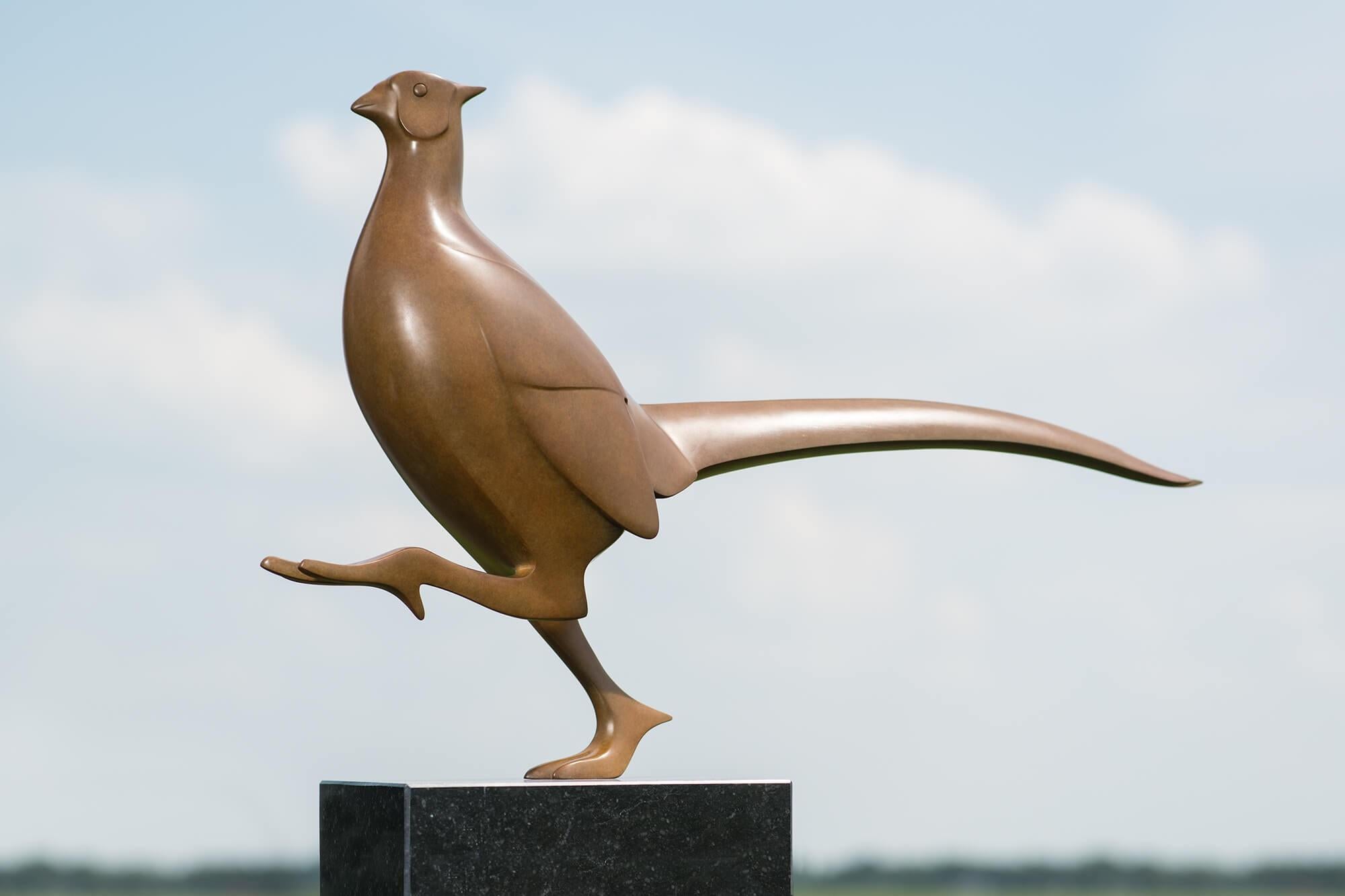 Evert den Hartog Figurative Sculpture - Fazant no. 8 Pheasant  Bird Animal Bronze Sculpture Limited Edition