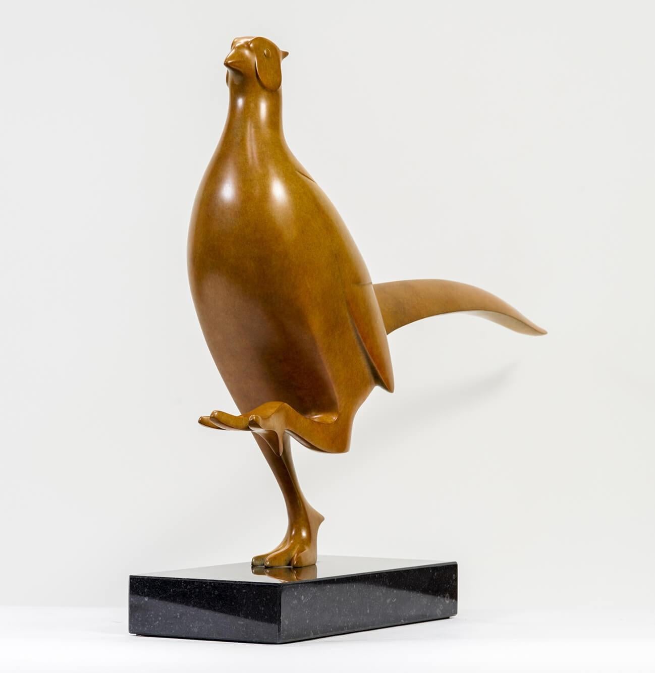 Fazant Nr. 8 ( Fasan) Vogel-Tierskulptur aus Bronze – Sculpture von Evert den Hartog