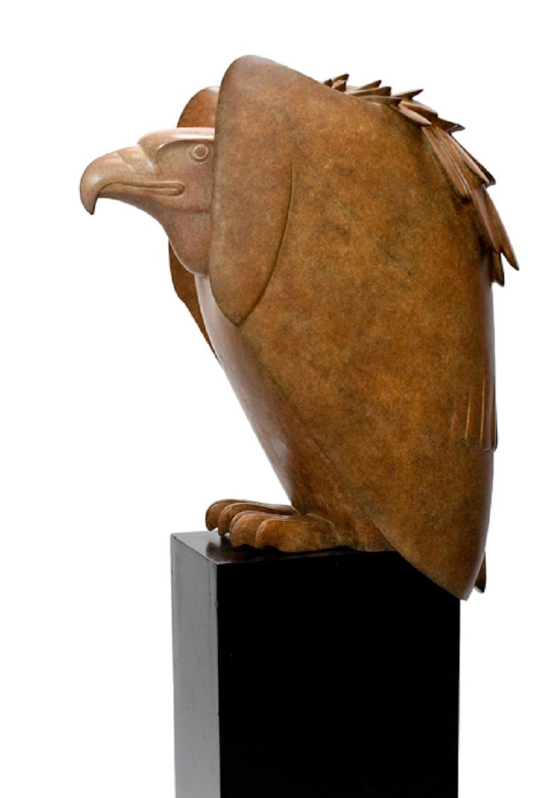 Evert den Hartog Figurative Sculpture - Gier no. 2  Vulture Prey Bird Bronze Sculpture Wild Animal 