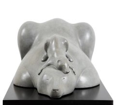 IJsbeer a rencontré l'ours polaire Jong avec un enfant - Sculpture d'animal en bronze 