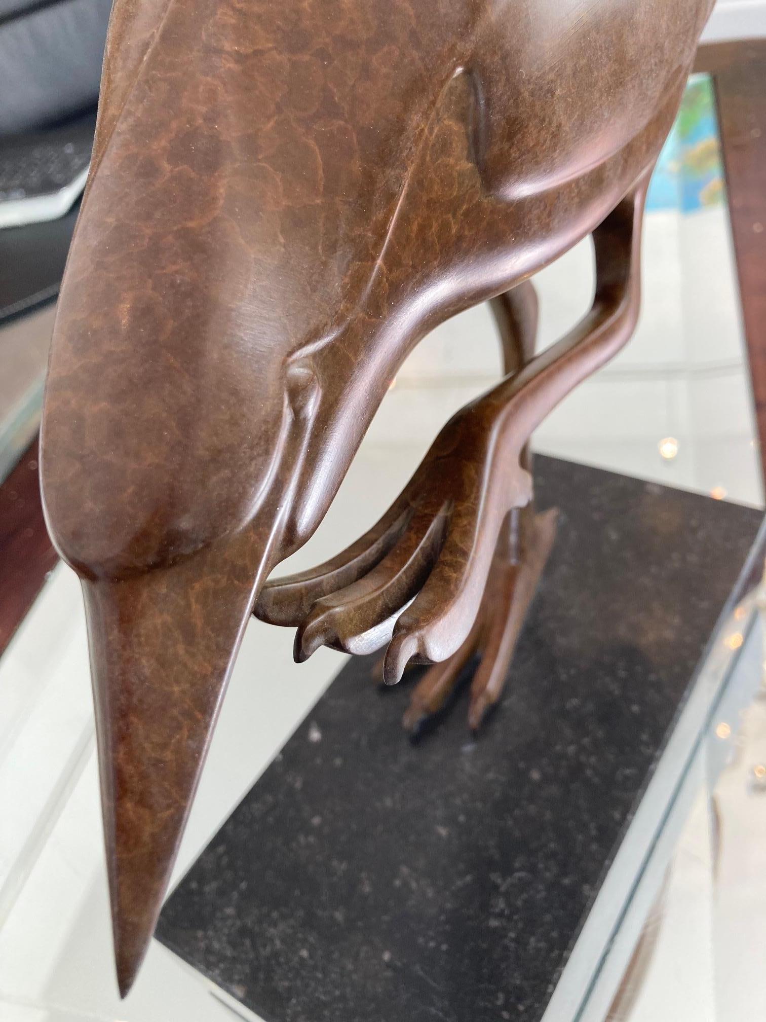 Kwak no. 5 Bird Bronze Sculpture Animal Animalier Brown Patina Nature In Stock For Sale 1
