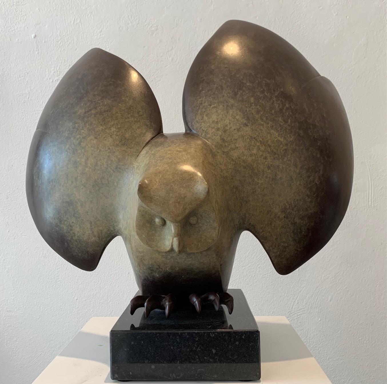 Landende Uil no. 3 Landing Owl Bronze Sculpture Bird Limited Edition Special Patina
Evert den Hartog (born in Groot-Ammers, The Netherlands in 1949) followed his education to be a sculptor at the Rotterdam Academy of Visual Arts. In the years