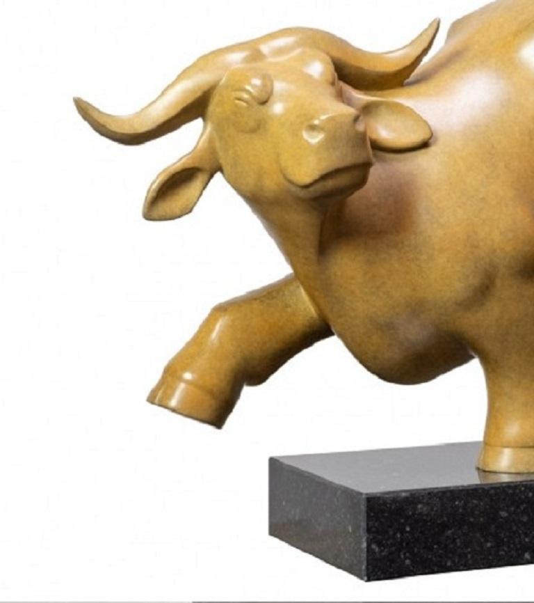 Lentestier no. 2 Spring Bull Bronze Sculpture Animal Contemporary  - Brown Figurative Sculpture by Evert den Hartog