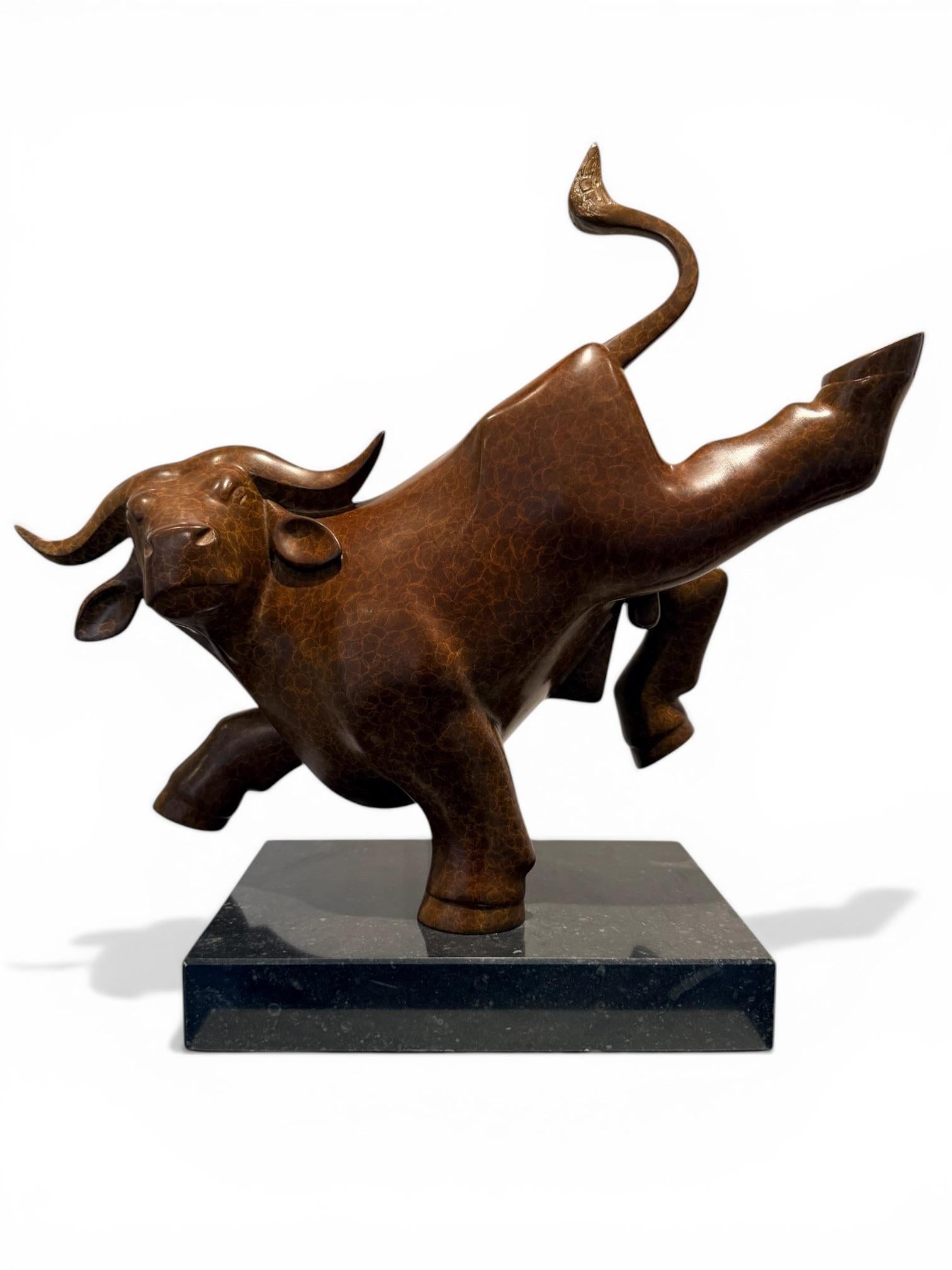 Evert den Hartog Figurative Sculpture - Lentestier no. 2 Spring Bull Bronze Sculpture Animal Contemporary In Stock