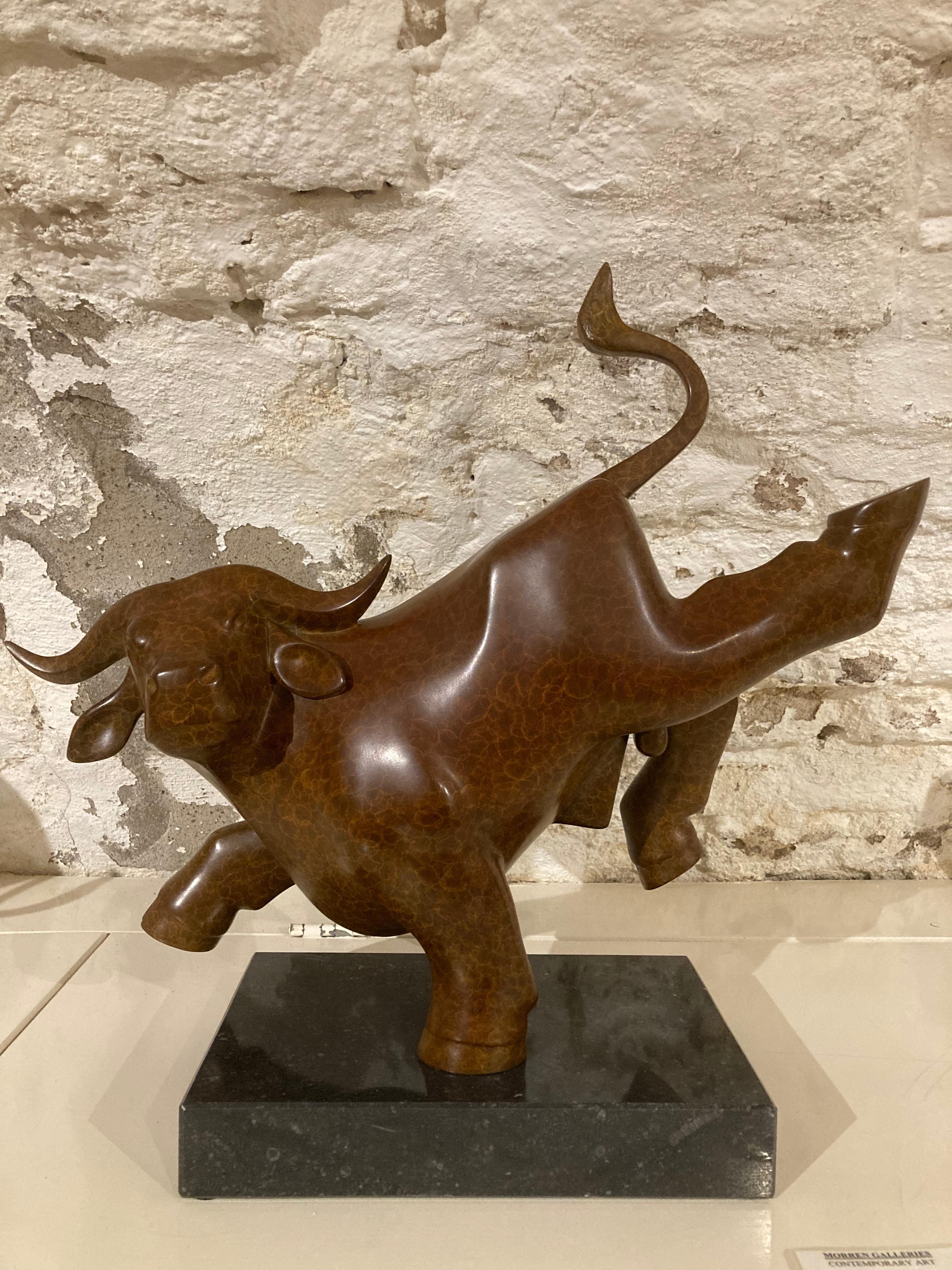 Lentestier no. 2 Spring Bull Bronze Sculpture Animal Limited Edition Dark Brown  For Sale 1