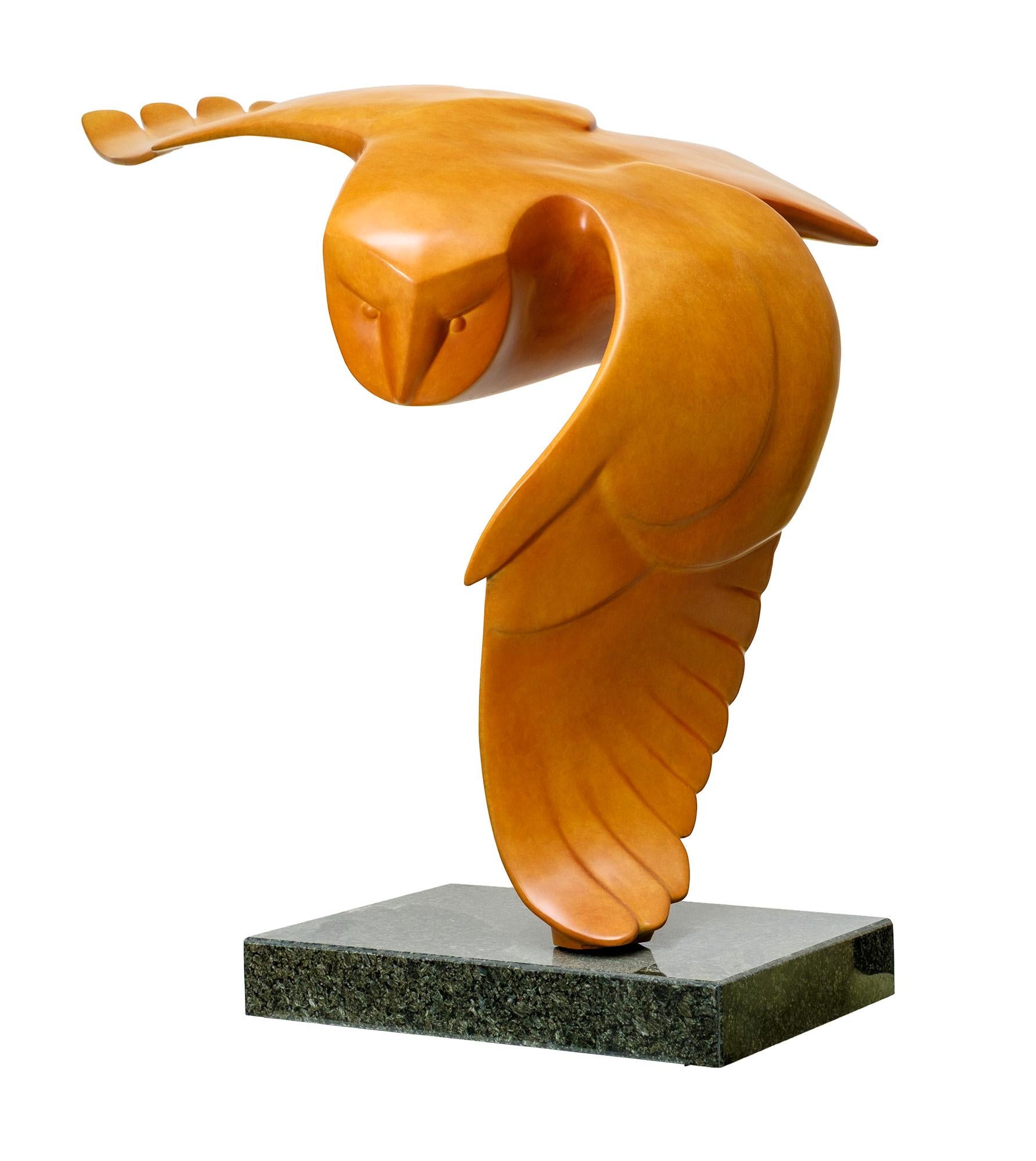 Opvliegende Uil no. 9 Gufo Volante Scultura in bronzo Animale Uccello Vita Selvaggia In magazzino - Figurative Sculpture Oro di Evert den Hartog