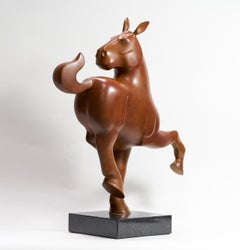 Paard Horse Resin Sculpture Brown Patina Animal Nature In Stock