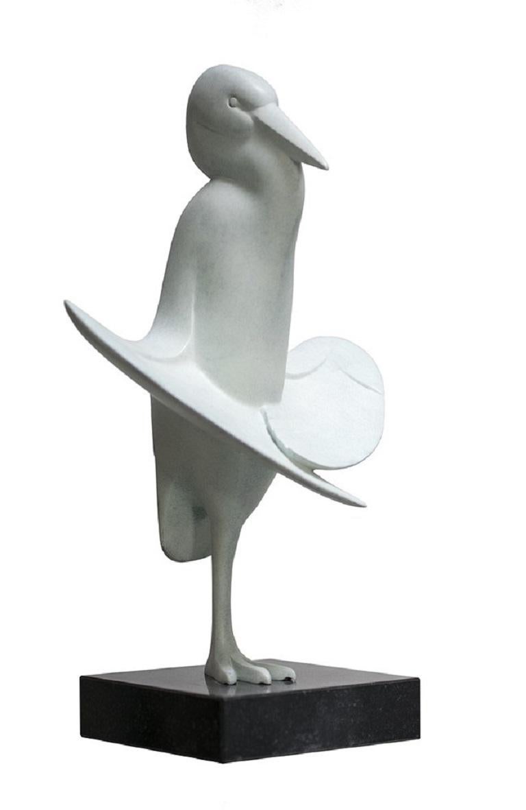 Evert den Hartog Figurative Sculpture - Reiger In De Zon (Heron In The Sun) Bird Bronze Sculpture Contemporary 
