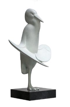 Reiger In De Zon (Heron In The Sun) Bird Bronze Sculpture Contemporary 